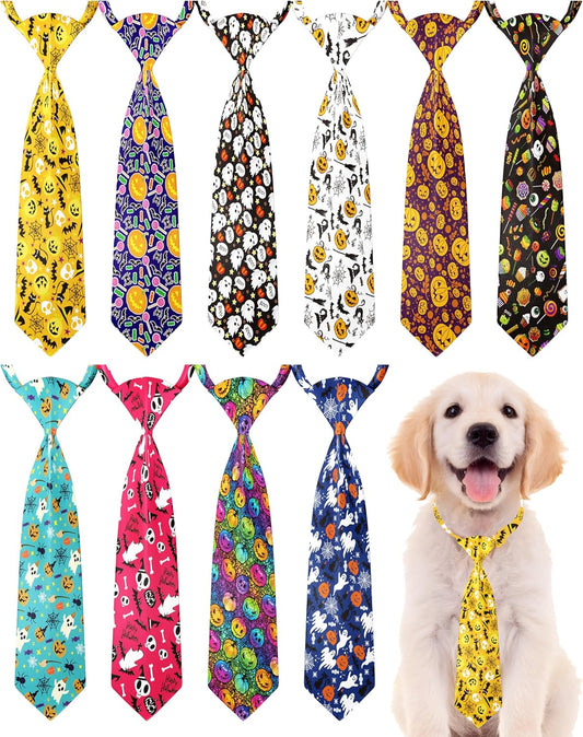 10 Pack Halloween Dog Ties Neckties for Medium Dogs